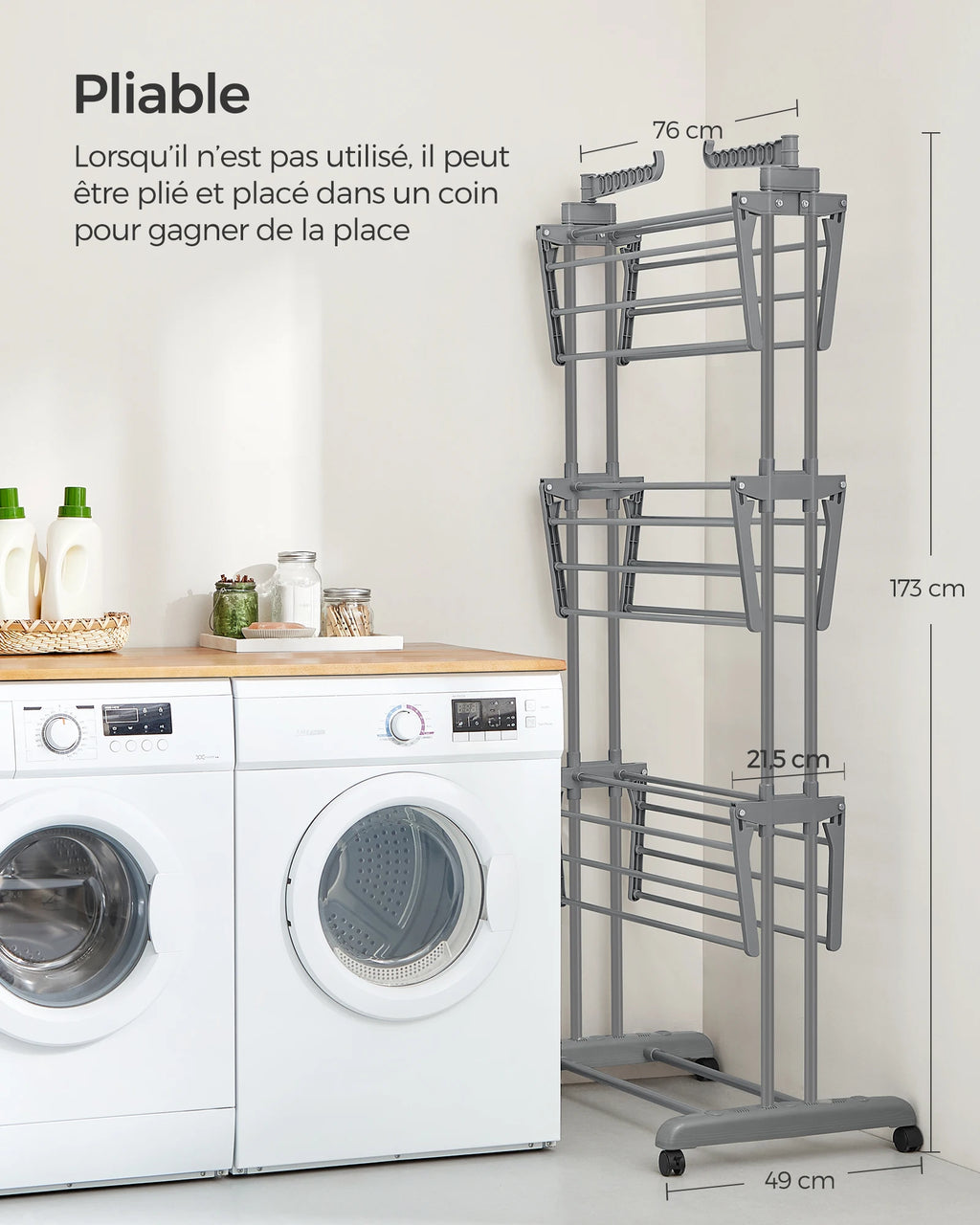 Étendoir de Lune ✨ – 4 Niveaux, Mobile, Pliable & Gain de Place