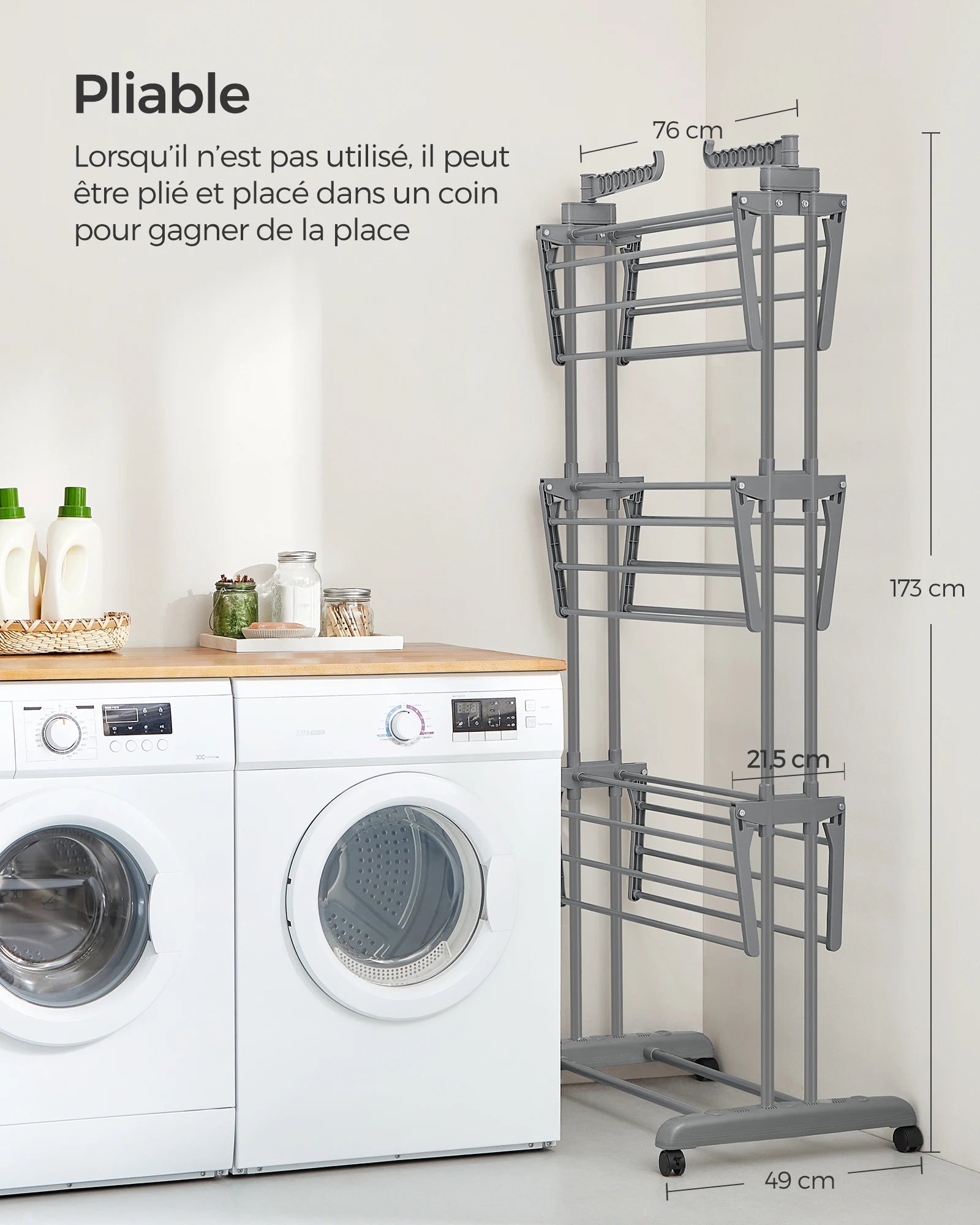 Étendoir de Lune ✨ – 4 Niveaux, Mobile, Pliable & Gain de Place