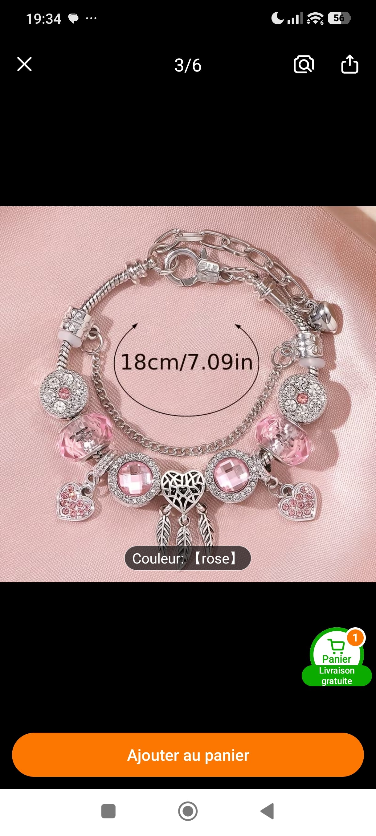 Bracelet Cœur de Lueur – Rose tendre ✨