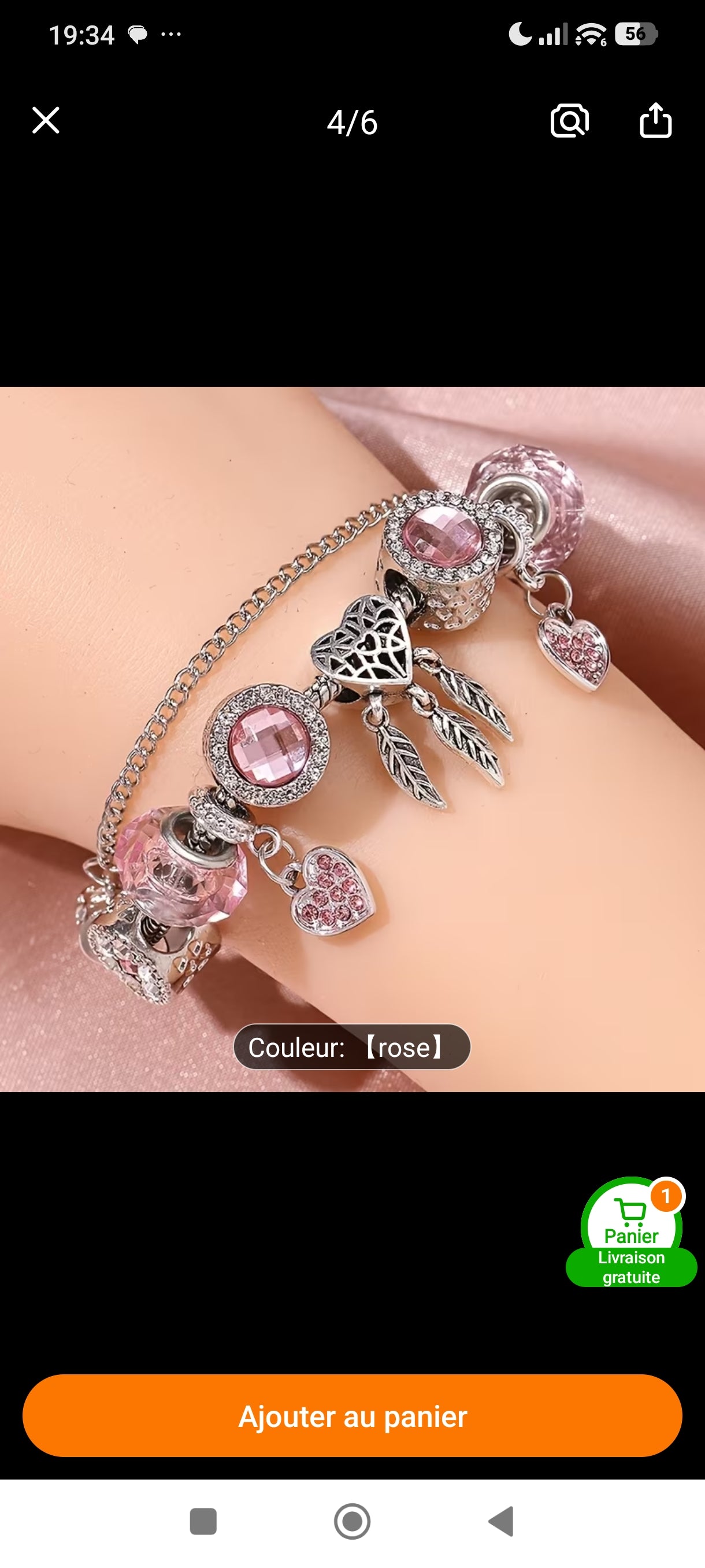 Bracelet Cœur de Lueur – Rose tendre ✨