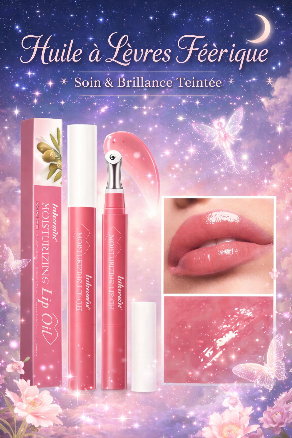 🌙 Lueur d’Étoile – Élixir de Lèvres ✨ Huile teintée hydratante