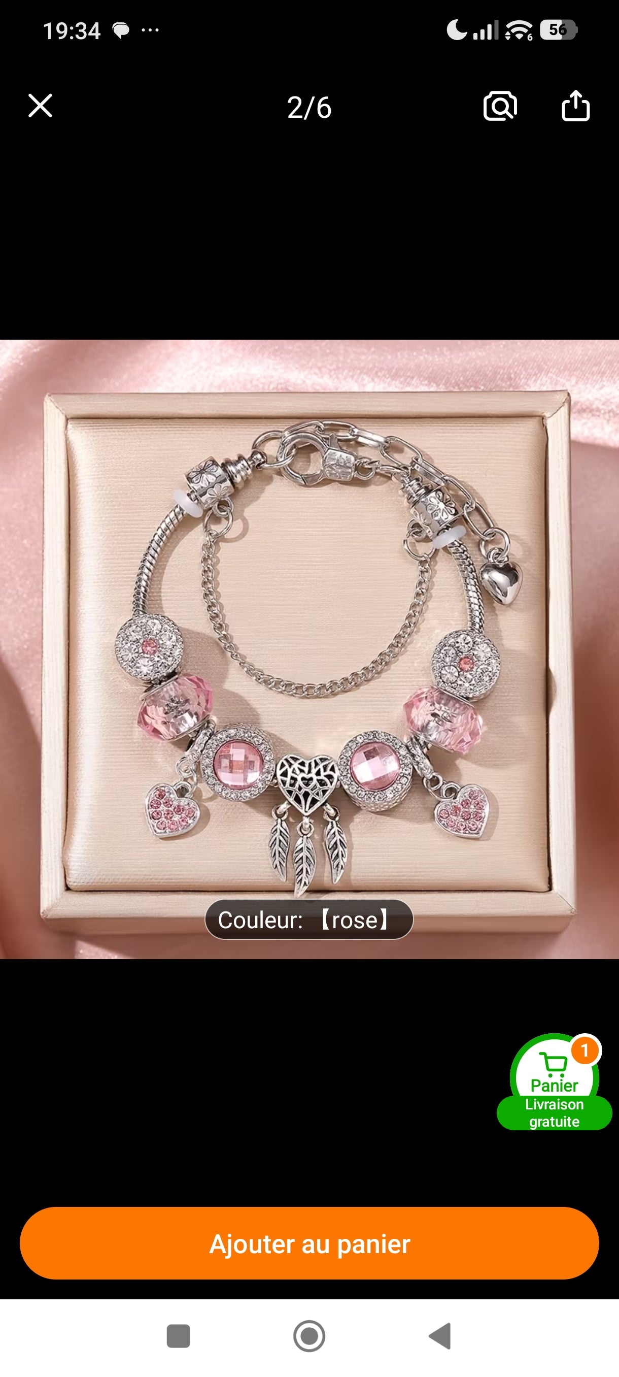 Bracelet Cœur de Lueur – Rose tendre ✨